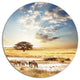 African Zebras Drinking Water, African Disc Metal Artwork, 36"