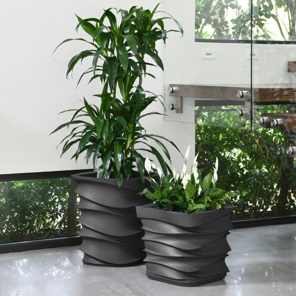 Eye Am Artistic Curved Planter for All Weather - 26" Planter, Alpine White