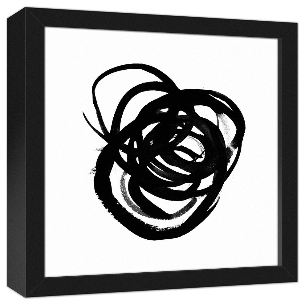 Endurance Black & White Abstract 12x12 Black Framed Canvas