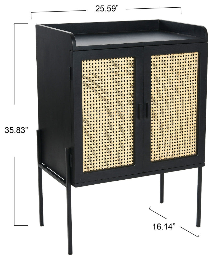 Metal & Mango Wood Cabinet, Black