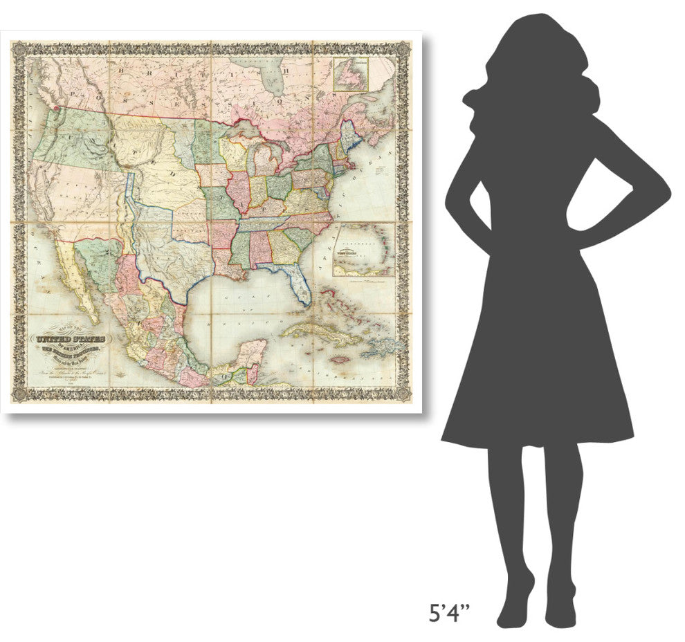 "Map of The United States of America, 1848" Print by J. H. Colton, 46"x42"