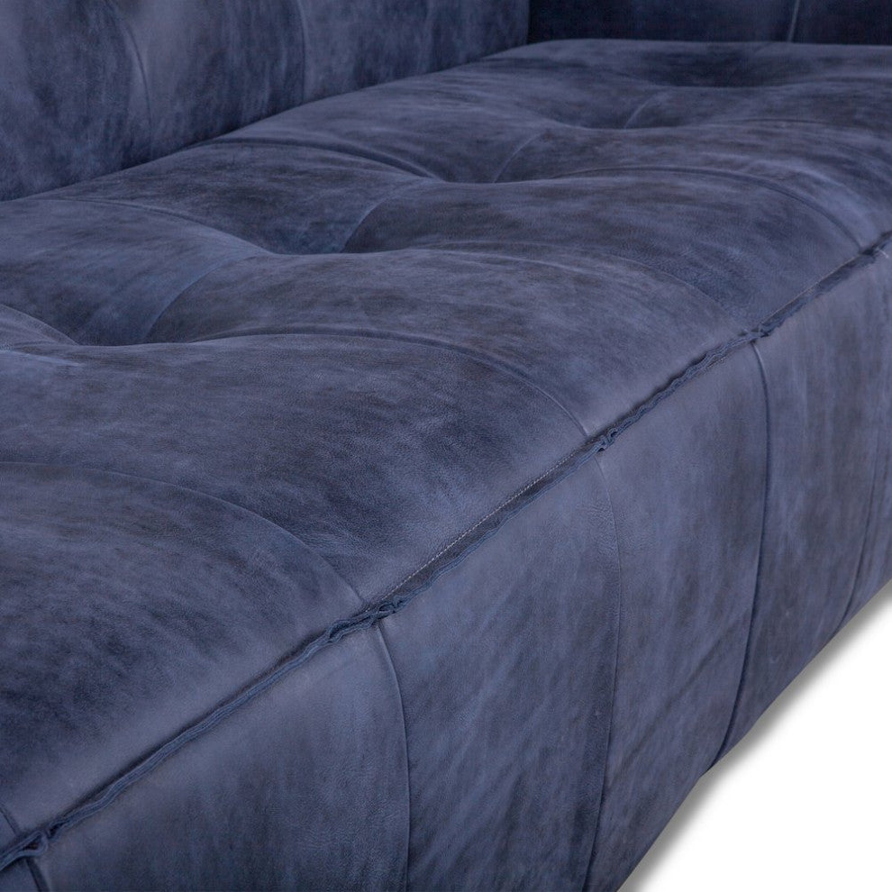 Portia Antique Blue Italian Leather Sofa