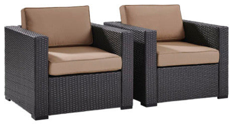 Biscayne Outdoor Wicker Chairs, Set of 2, Mocha