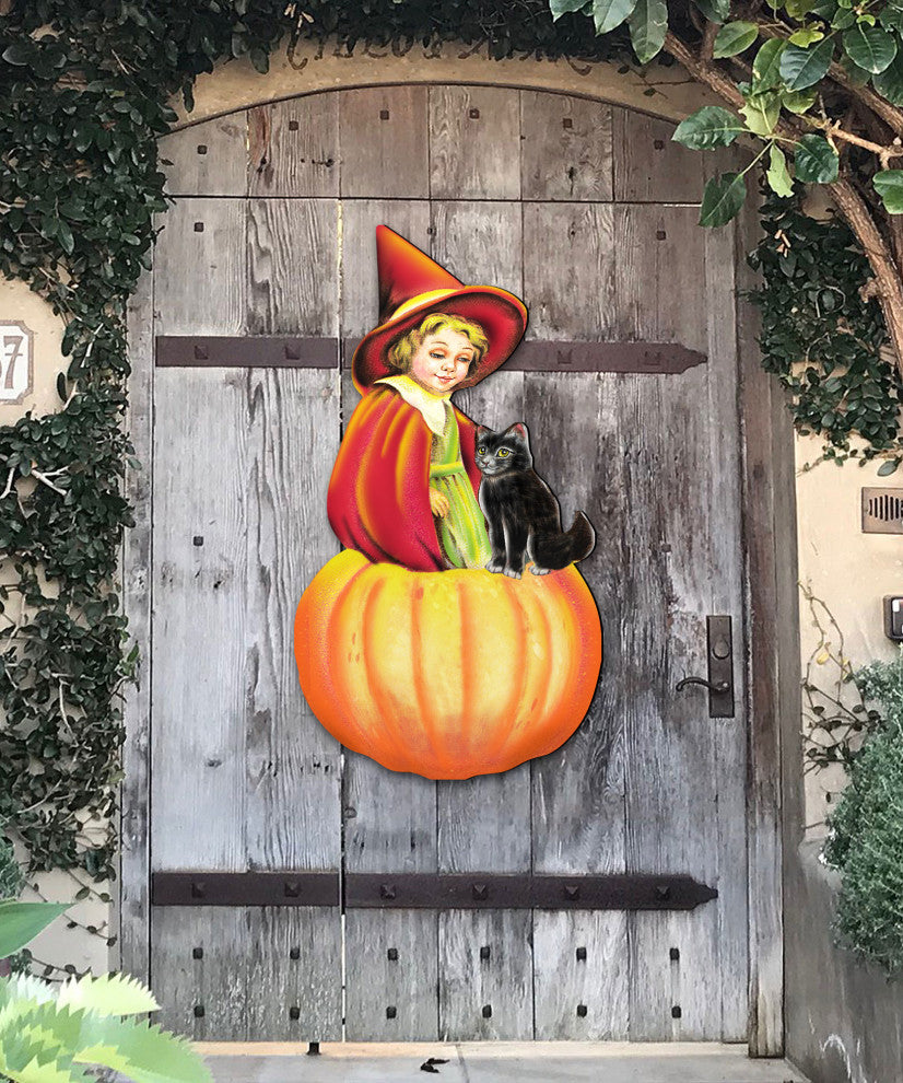 Pumpkin Fairy Wooden Door Hanger
