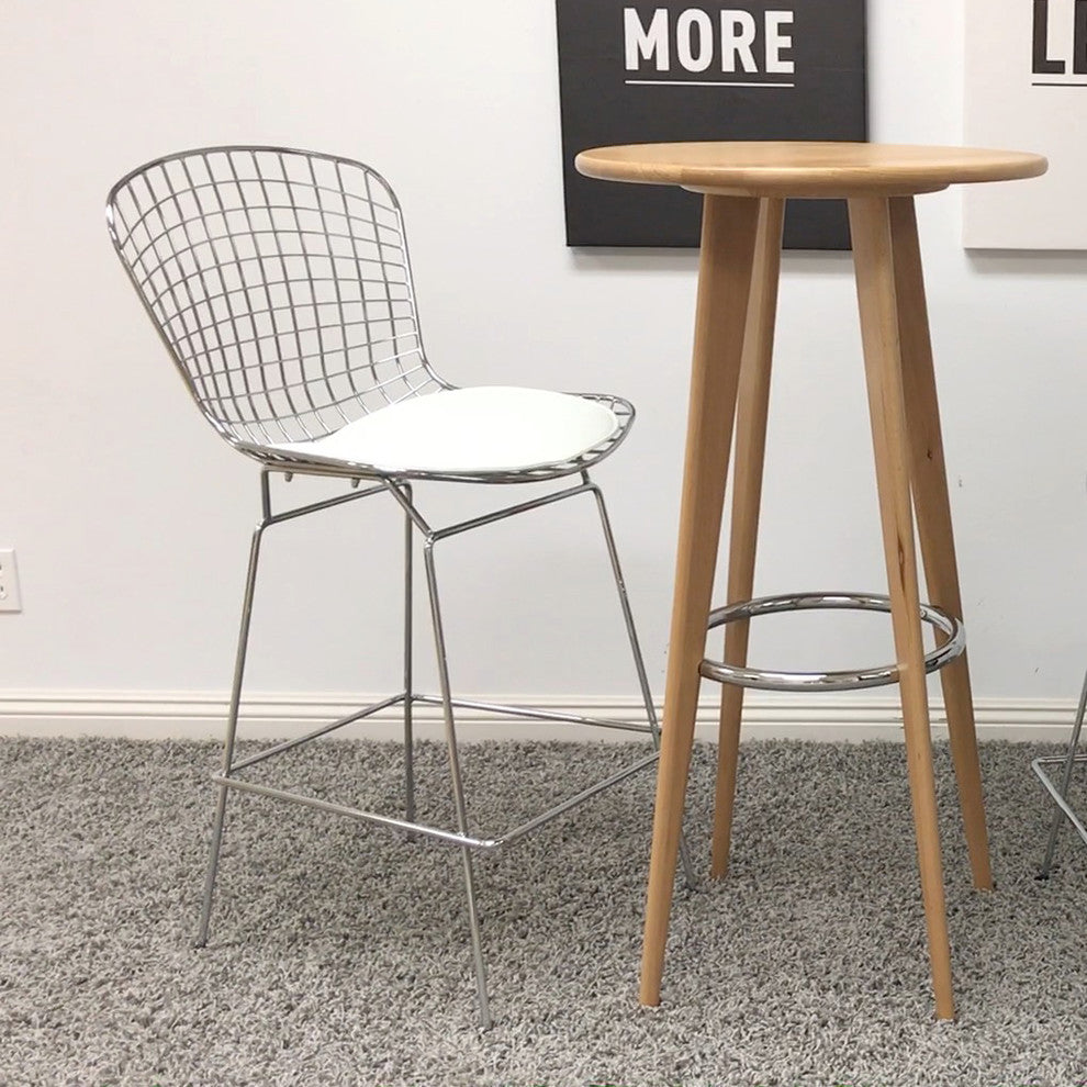 EZ Mod Chrome Wire Barstool, Pad: White