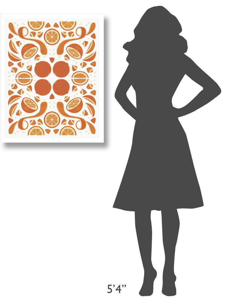 "Retro Orange Otomi" Digital Paper Print by Elyse DeNeige, 24"x30"