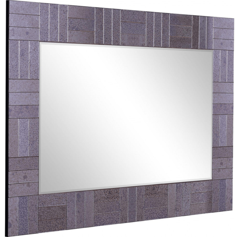 35" Gray Glass Framed Accent Mirror