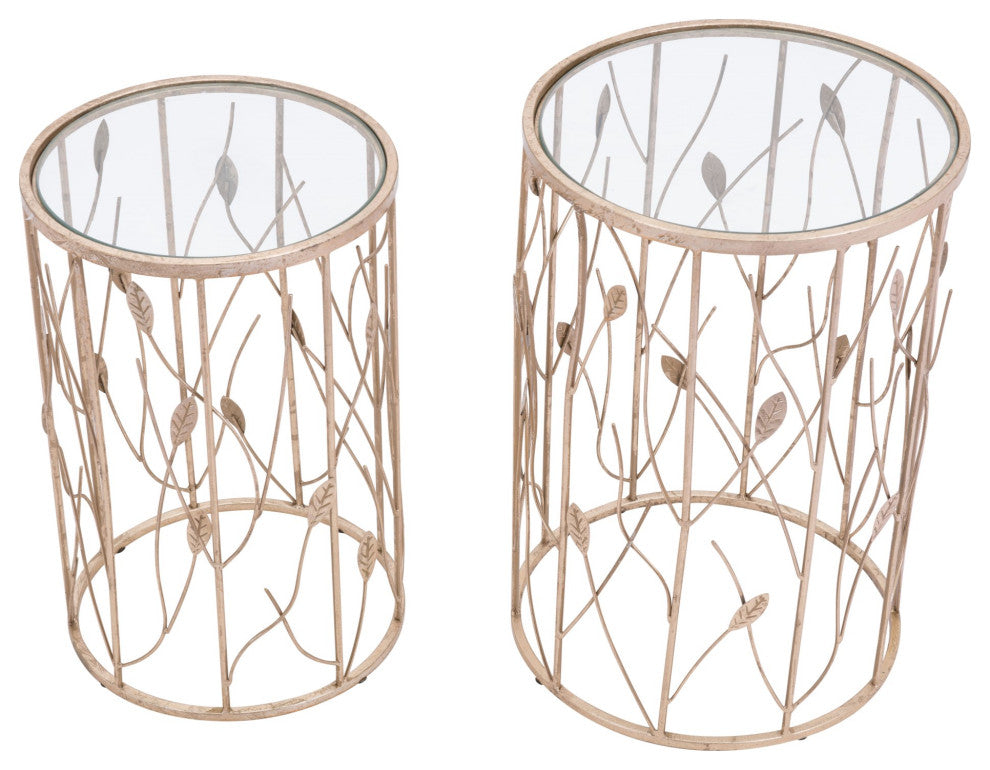 Sofa Side Table, Round, Glass, Steel Metal, Gold, Clear, Lounge Hospitality