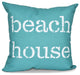 Beach House , Word Print Outdoor Pillow, Teal, 18"x18"