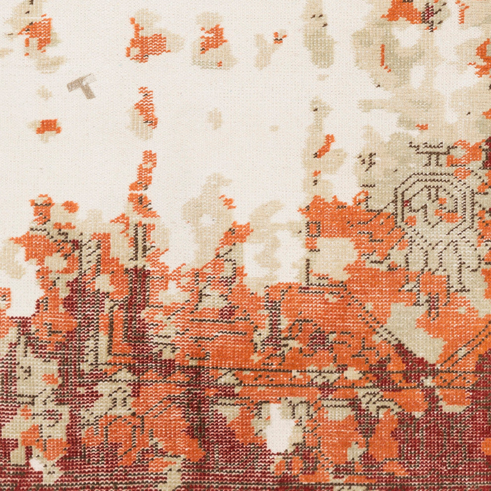 Hoboken Traditional Bright Orange, Dark Red Area Rug, 2'x3'