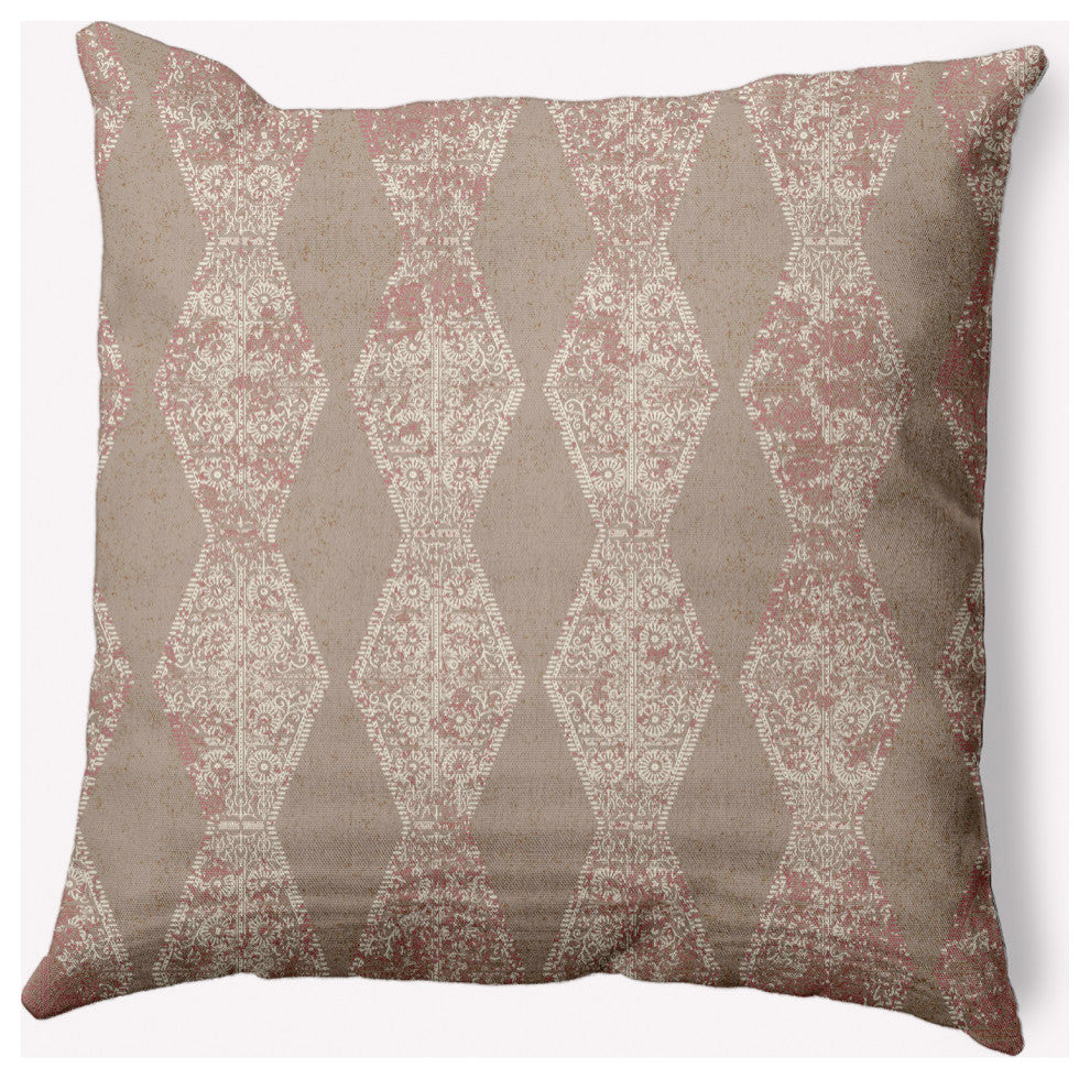 Pyramid Stripe Decorative Throw Pillow, Tan, 16x16"