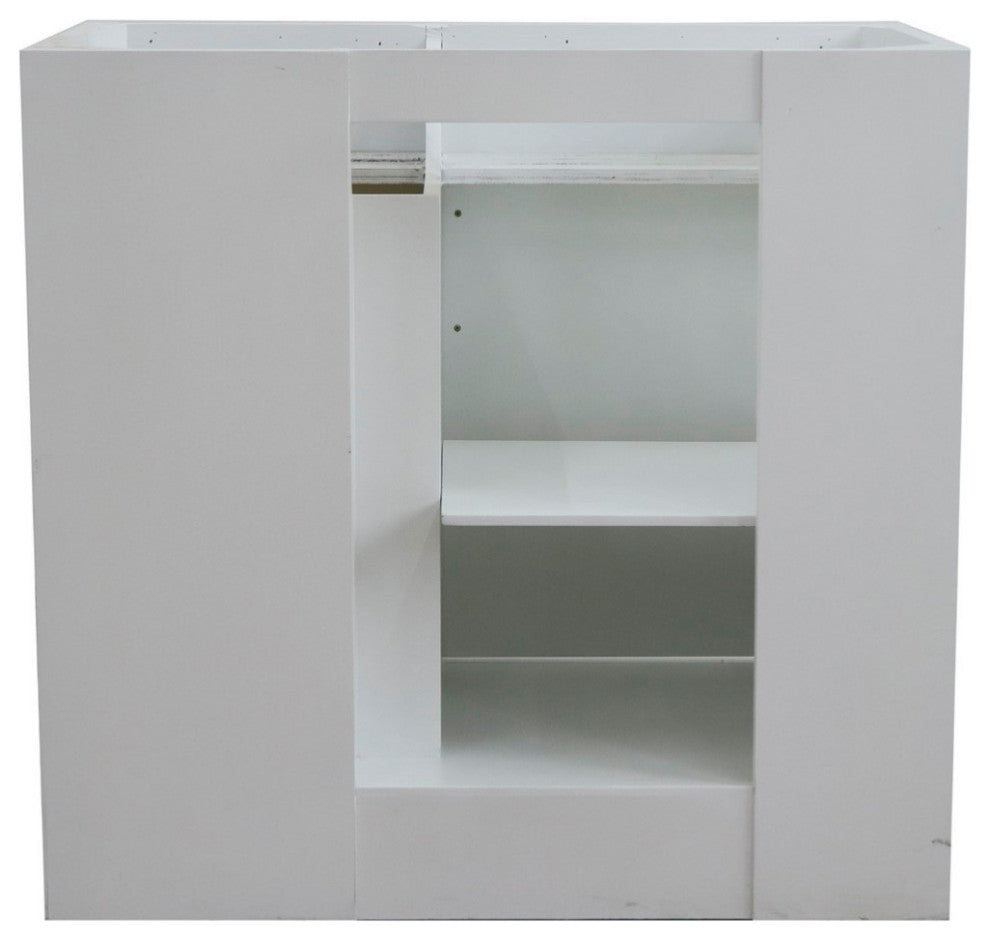 37" Single Sink Vanity, White Finish With White Engineered Stone Top
