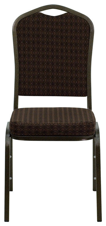 HERCULES Series Stacking Banquet Chair, Brown Patterned Fabric/Gold Vein Frame