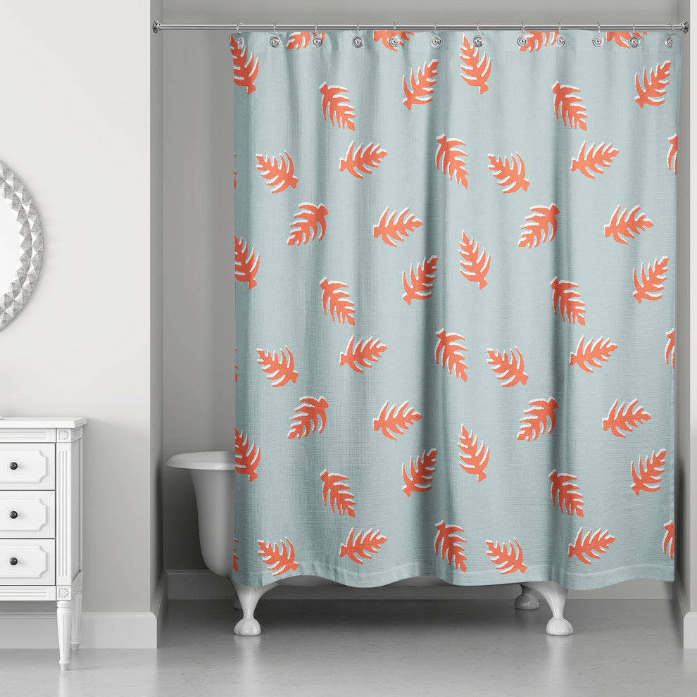 Palm Pattern in Red and Blue Shower Curtain