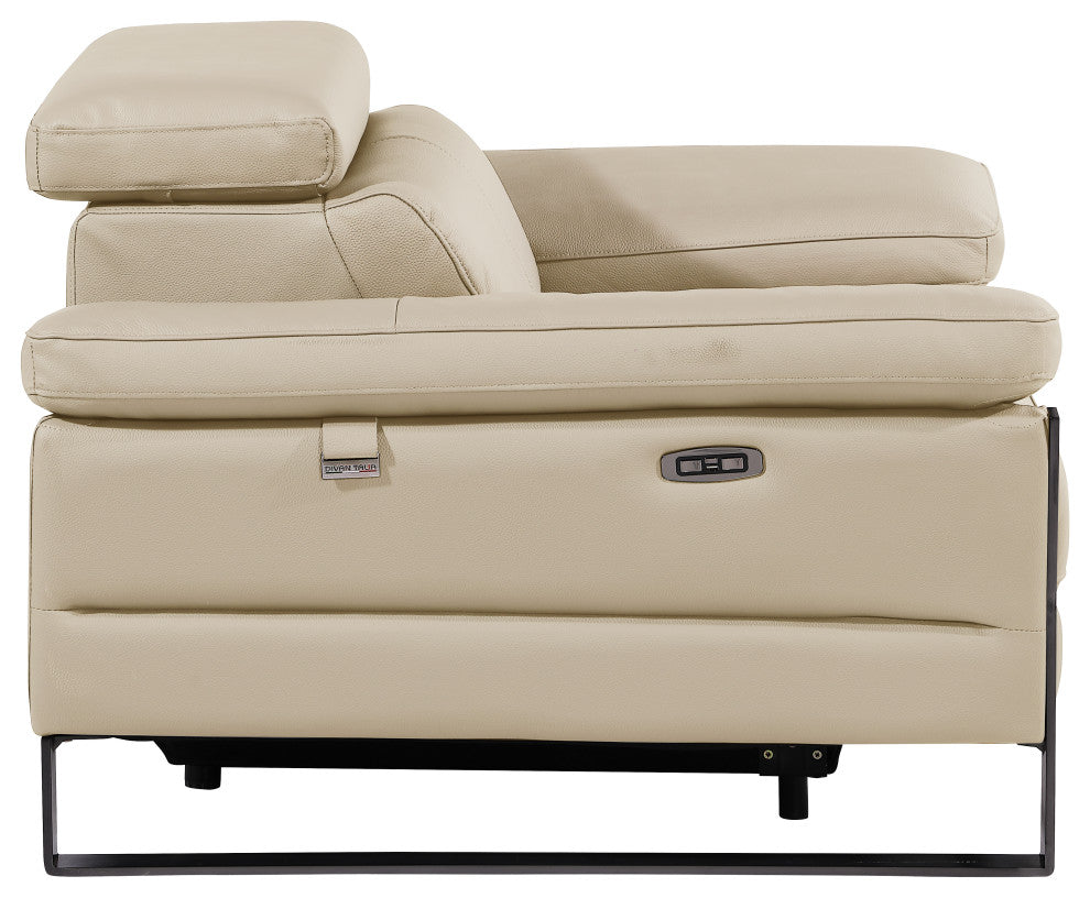 Antonio Italian Leather Power Reclining Arm Chair, Beige
