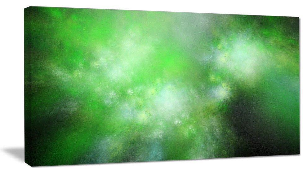 Green Blur Sky with Stars, Abstract Canvas Art Print, 32x16