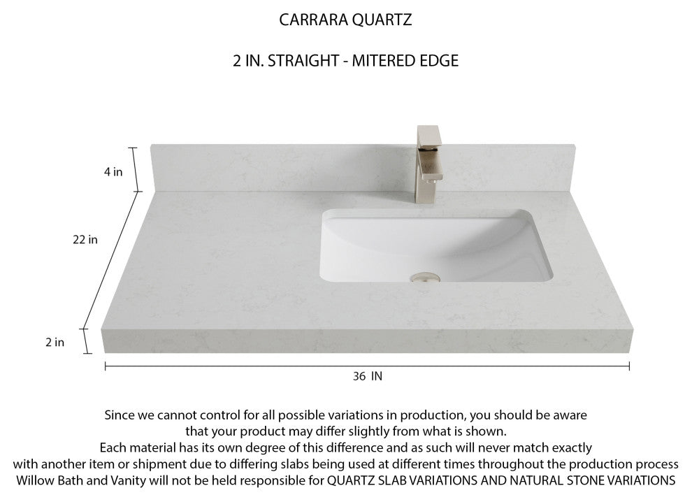 Madison Teak 36 Right Offset Bath Vanity in Dark Natural 2" Carrara Quartz