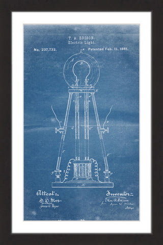 "Edison Light 1881 Blueprint" Framed Painting Print