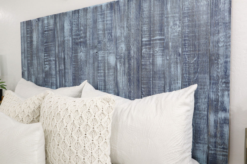 Handcrafted Headboard, Hanger Style, Blue Stonewash, King