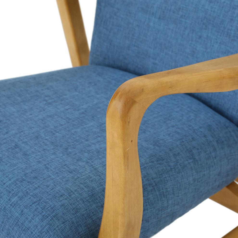 GDF Studio Collin Mid Century Fabric Rocking Chair, Muted Blue