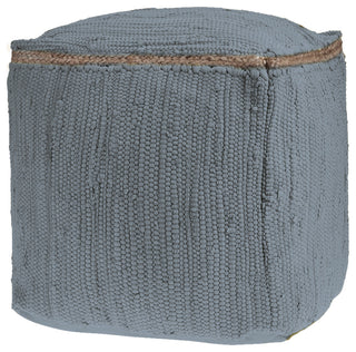Devon Gray Traditional Solid Handmade Cotton Blend Cube Pouf, 18"x18"x18"