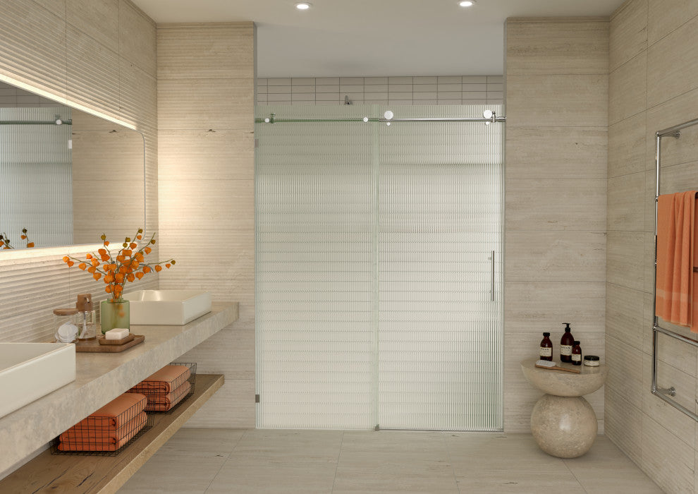 Galaxy 60"x78" Frameless Glass Sliding Shower Doors, Polished Chrome, Right