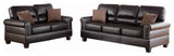 Benzara BM168792 Bonded Leather 2 Pieces Sofa Set With Pillows, Brown