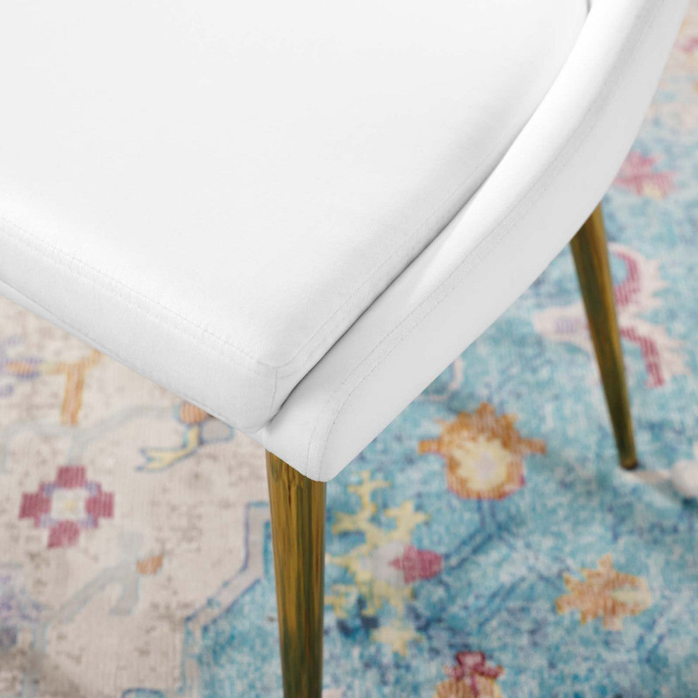 Side Dining Chair, Velvet, Metal, White, Modern, Bistro Restaurant Hospitality