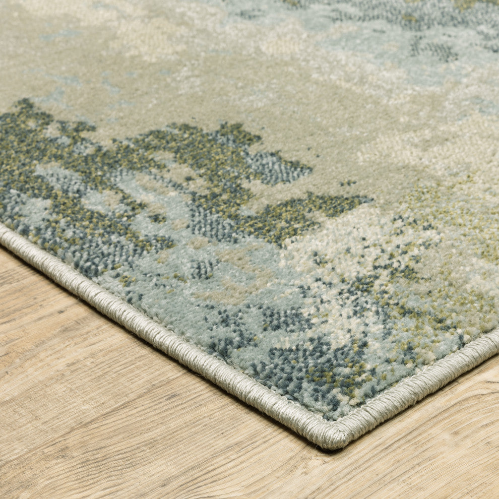 Bastian Contemporary Abstract Blue/ Green Indoor Area Rug, Blue, 5'3"x7'3"