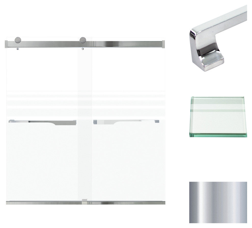 Transolid Brianna 60" W x 62" H Frameless Sliding Shower Door, Polished Chrome