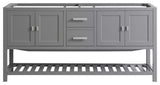Monaco Bathroom Vanity Base Cabinet Without Top, Gray, 72", Double Sink