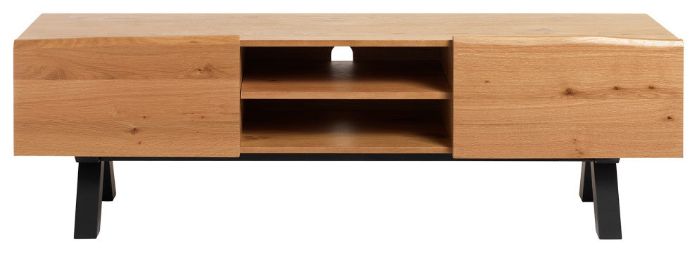 Rustic Wavy Edge 3-Section TV Lowboard