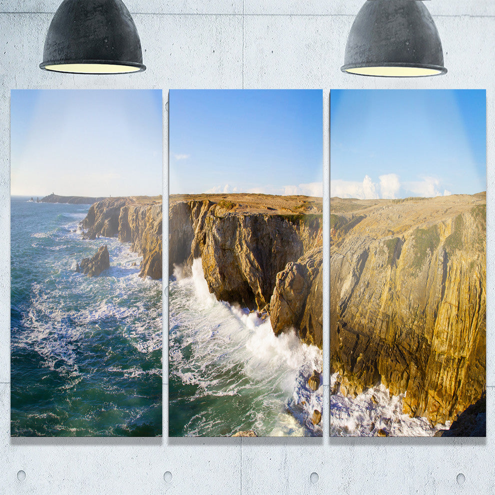 "Cote Sauvage Bretagne France" Metal Wall Art, 3 Panels, 36"x28"