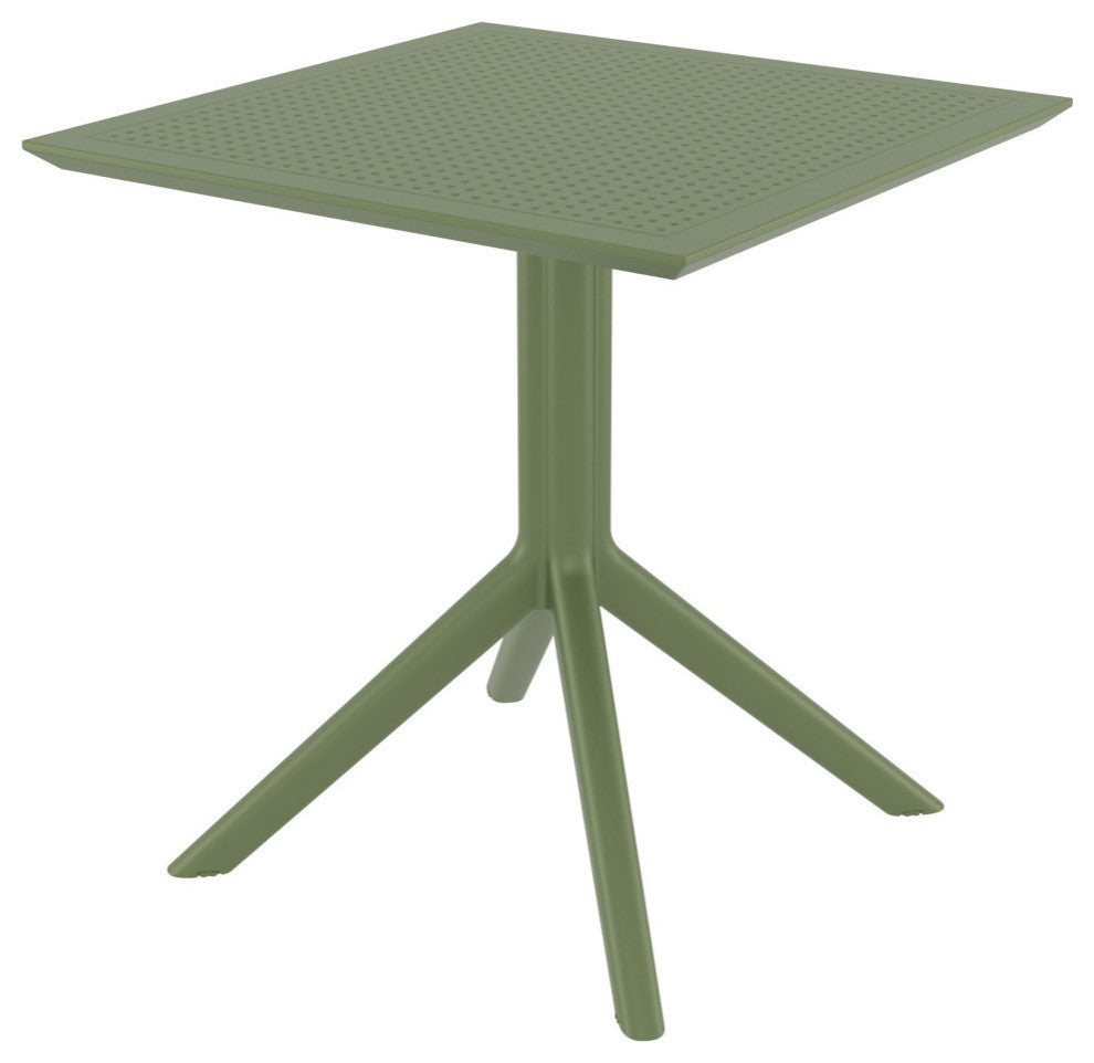 Lucy Outdoor Bistro Set 3-Piece With 27" Table Top Olive Green