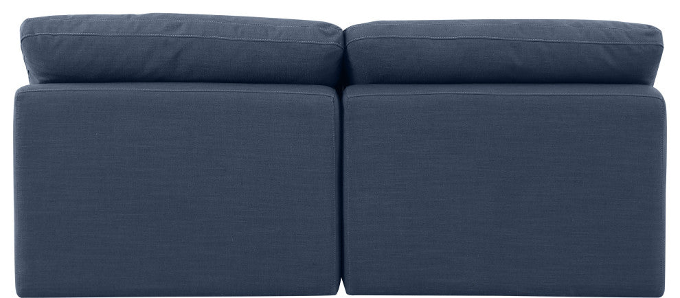 Indulge Upholstered Modular Sofa, Navy, 2-Piece: 2 Armless Chair, Down Stuffed Linen Textured Fabric