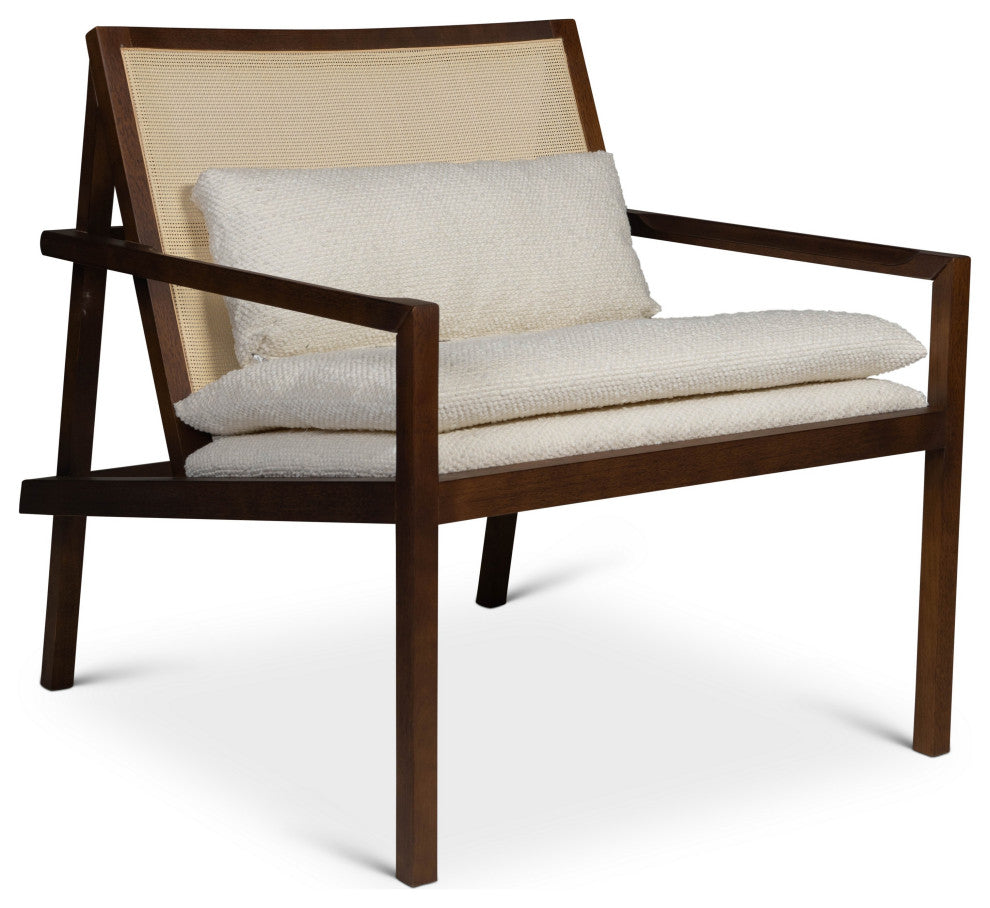 Modern Brazilian, Barra, Cane Lounge Chair, Neutral Brown/Natural/Ivory