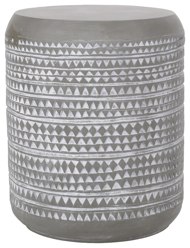 Aquilla Outdoor Lightweight Concrete Side Table, Concrete Finish and White