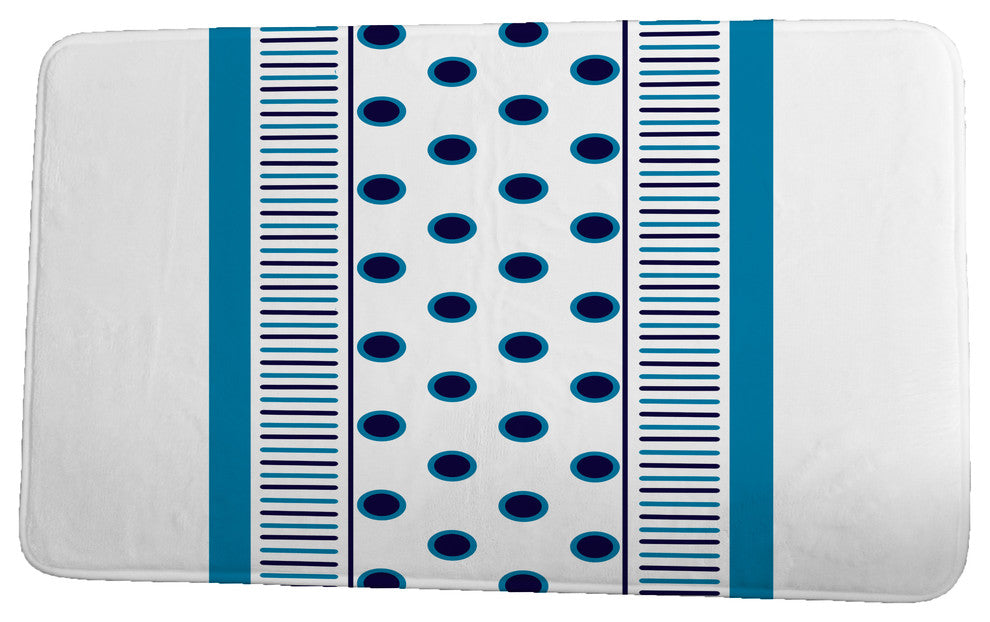 Upscale Getaway Center Stripe Stripe Print Bath Mat, Navy Blue, 21"x34"