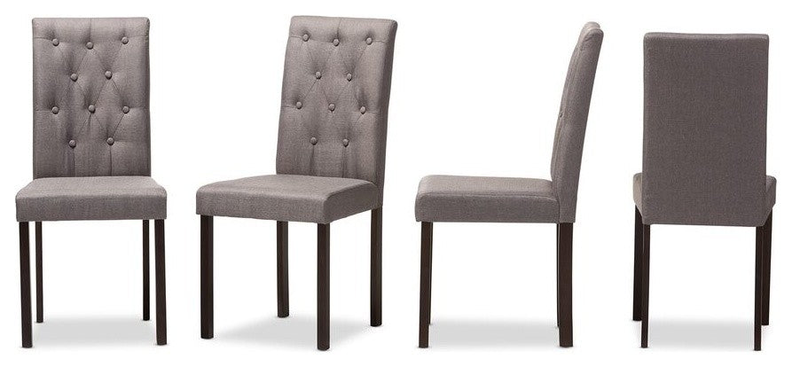 Gardner Dark Brown Finished Fabric Upholstered Dining Chair, Set of 4, Gray