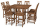 Braxton 9-Piece Farmhouse Trestle Bar Set, Teak