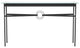 Equus Console Table, Black Finish - Natural Iron Accents - Black Leather Strap