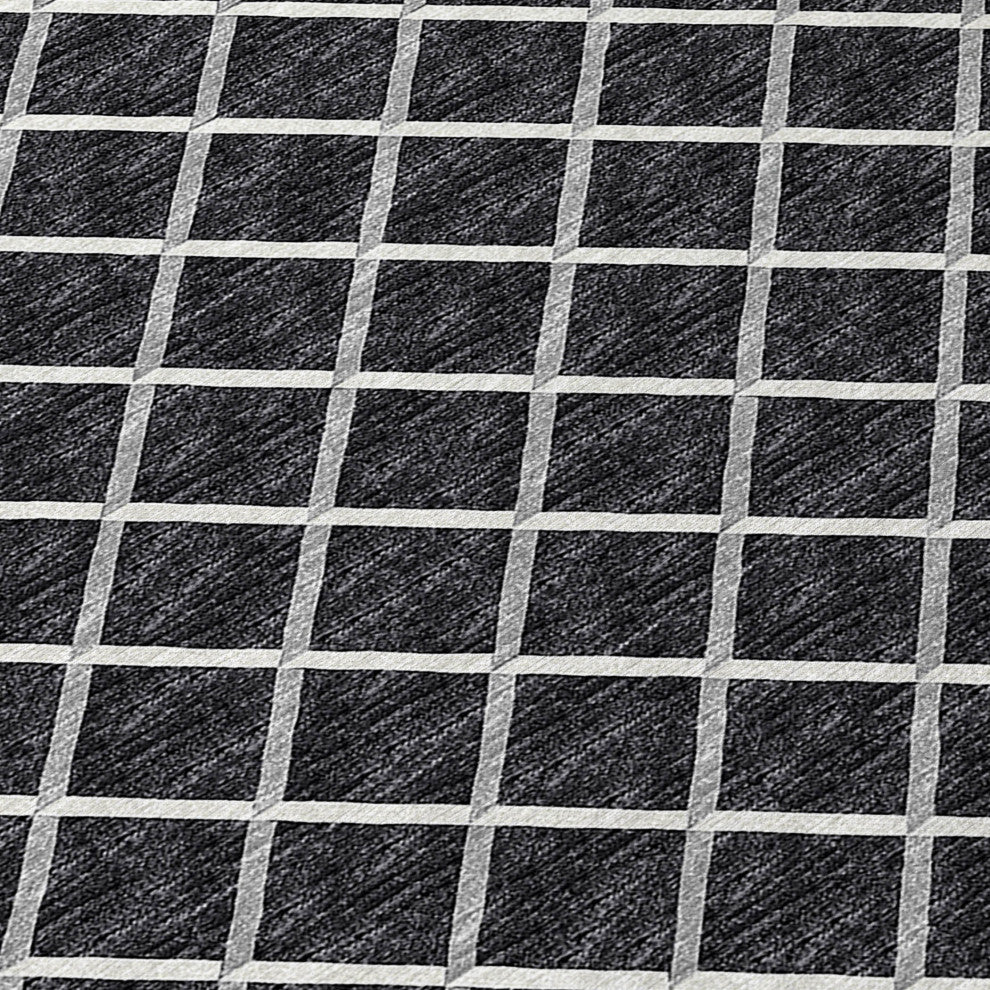 Indoor/Outdoor York YO1 Black Machine Washable 10' x 10' Rug