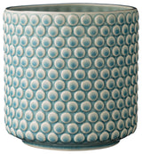 Round Brown Polka Dot Stoneware Flower Pot, Sky Blue