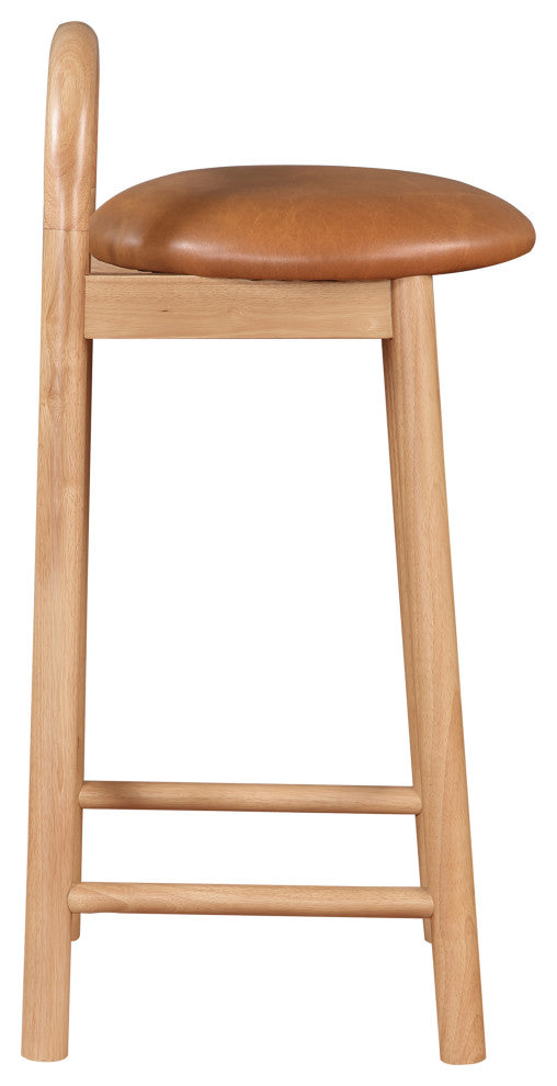 Meridian Furniture Calvin Vegan Leather Stool, Cognac, Natural Finish