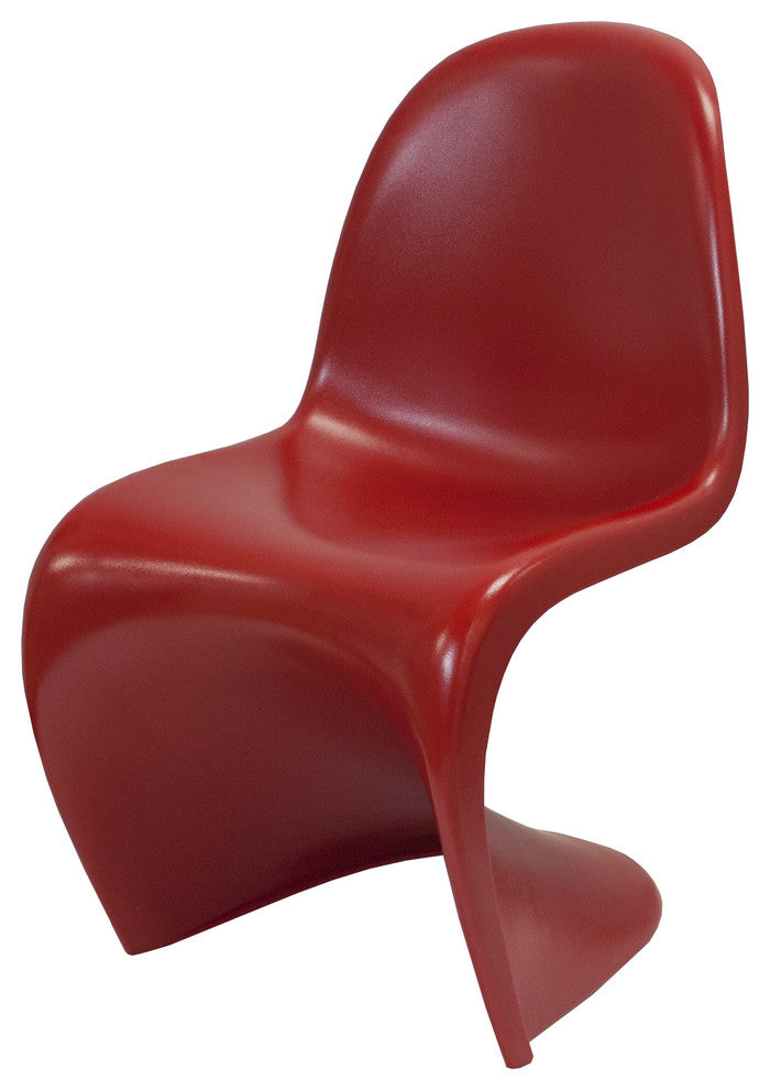 Mod Made "S" Shape Plastic Dining Side Chair, Red