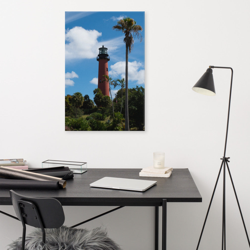 Jupiter Lighthouse Color Coastal Landscape Photo Canvas Wall Art Print, 24" X 36"