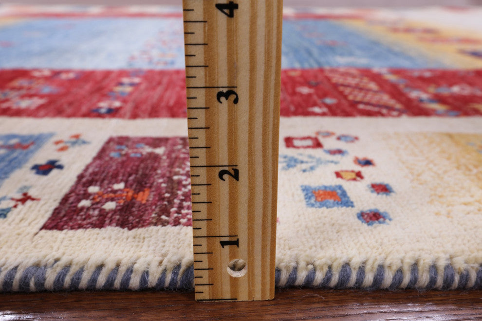 Tribal Persian Gabbeh Handmade Wool Rug 4' 9" X 6' 6" Q8079