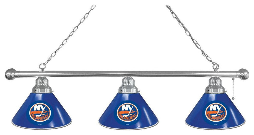 Holland New York Islanders 3-Shade Billiard Light - Chrome Fixture