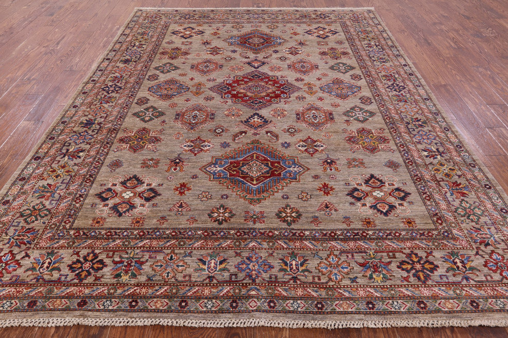 8' 0" X 10' 0" Super Kazak Handmade Wool Rug Q7692