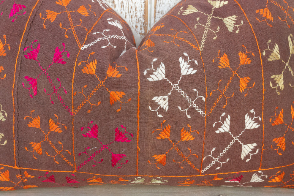 Kiara Antique Indian Folk Lumbar Pillow